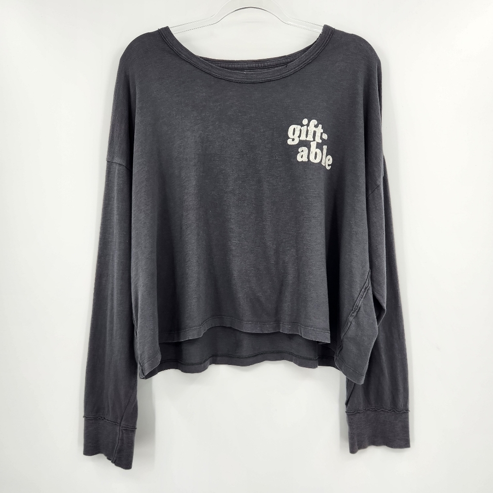 Aerie Long Sleeve Crop Tee Womens Size XL Dark Gray Gift-able